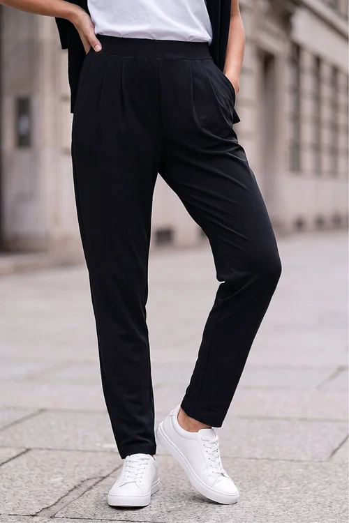 Roman Black Jersey Stretch Elastic Waist Harem Trousers - 18 Image 1