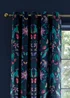 Catherine Lansfield Mya Tropical Birds Eyelet Curtains Navy Blue - 46W X 54D (117x137cm) Image 3