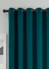 Catherine Lansfield Wilson Velvet Blackout Thermal Eyelet Curtains Green - 46W X 54D (117x137cm) Image 3