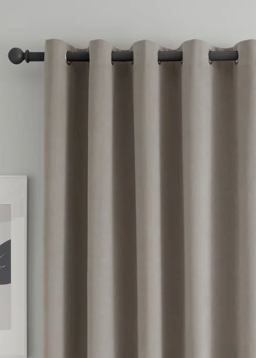 Catherine Lansfield Wilson Velvet Blackout Thermal Eyelet Curtains Grey - 90W X 90D (228x228cm Image 3