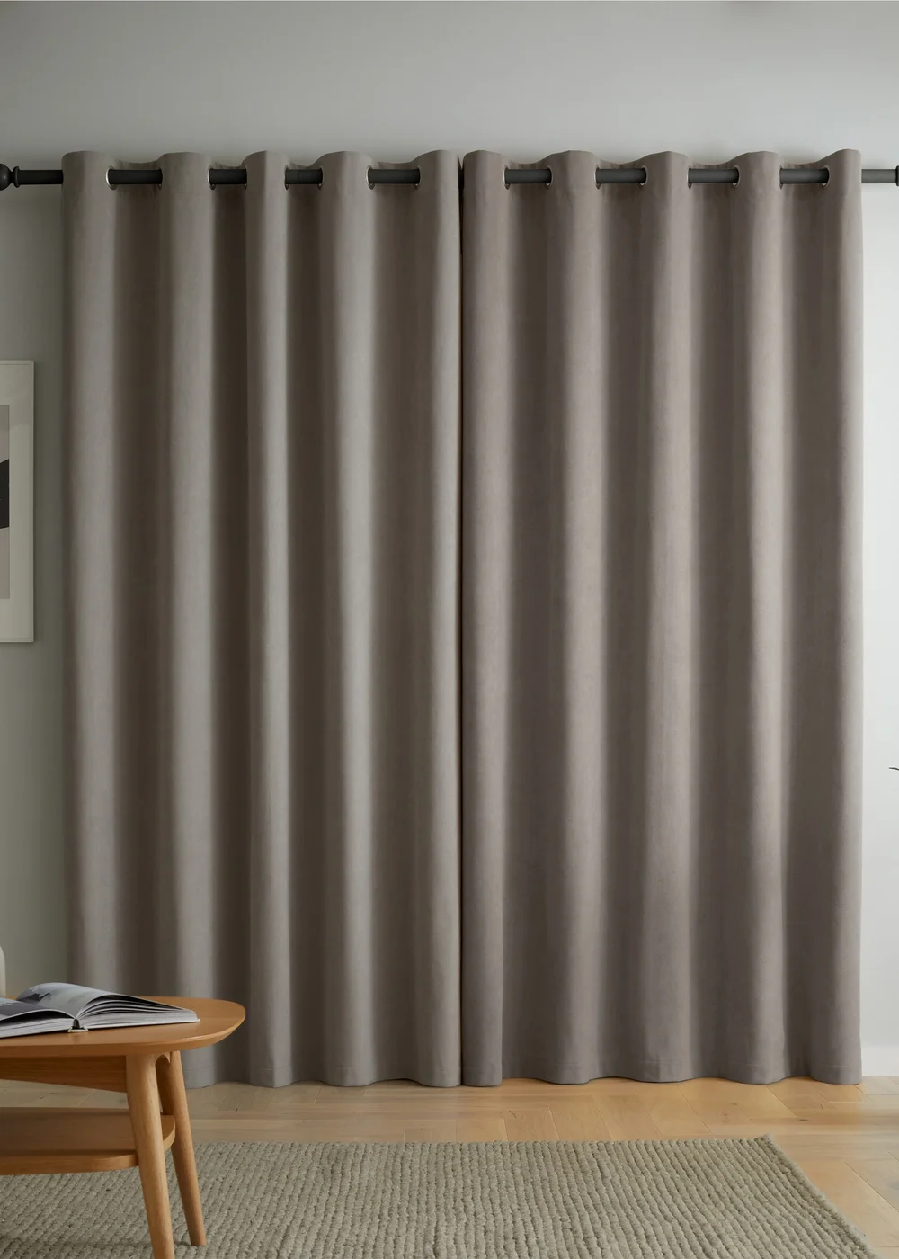 Catherine Lansfield Wilson Velvet Blackout Thermal Eyelet Curtains Grey - 90W X 90D (228x228cm Image 2