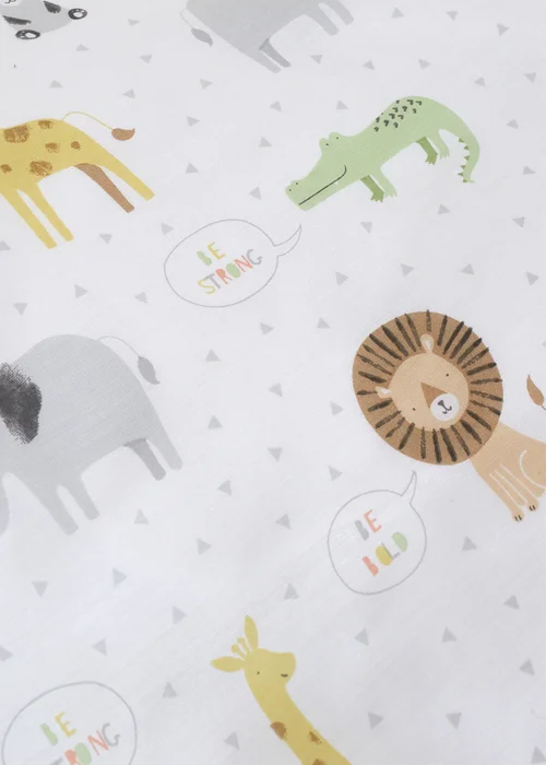 Catherine Lansfield Roarsome Animals Black Out Lined Eyelet Curtains Natural - 66W X 72D (168x183cm) Image 3