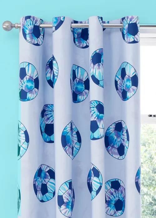 Catherine Lansfield Tie Dye Football Reversible Curtains Lilac Blue - 66W X 72D (168x183cm) Image 3