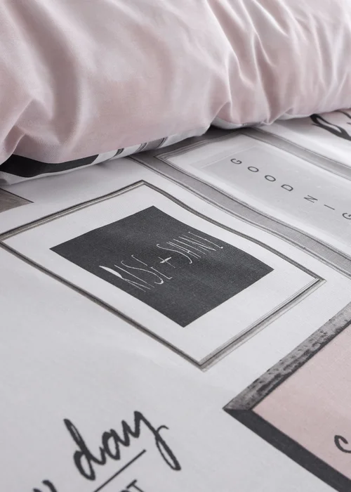 Catherine Lansfield Sleep Dreams Reversible Duvet Cover Set Blush Pink - Single Image 3