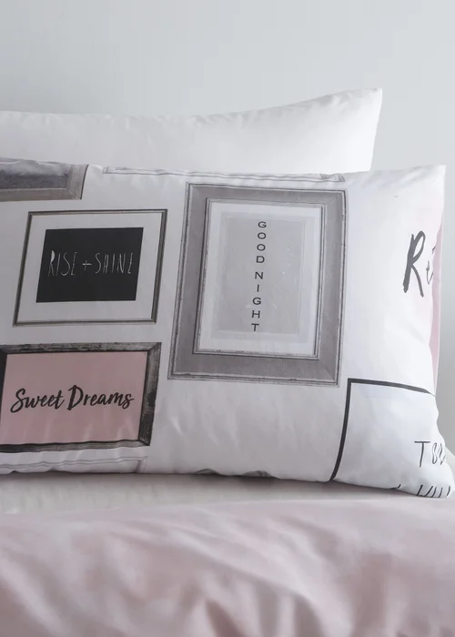 Catherine Lansfield Sleep Dreams Reversible Duvet Cover Set Blush Pink - Single Image 2