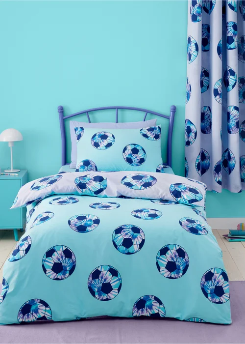 Catherine Lansfield Tie Dye Football Reversible Duvet Cover Set Lilac - Single Image 2