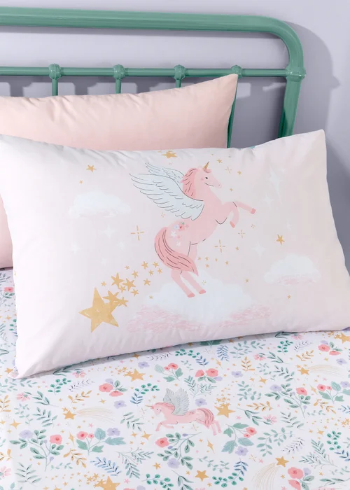 Catherine Lansfield Fairytale Unicorn Reversible Duvet Cover Set Pink - Single Image 3