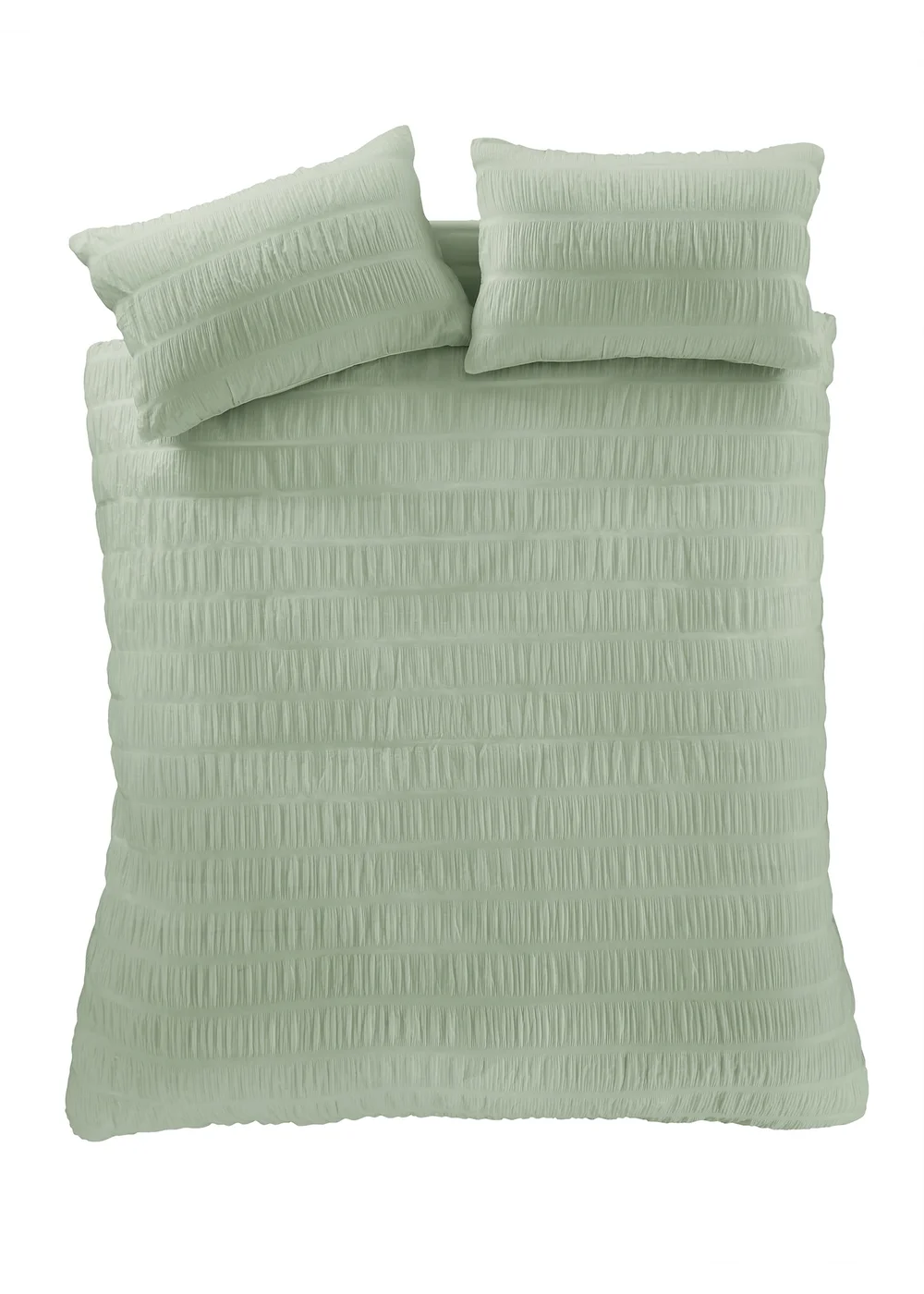 Catherine Lansfield Seersucker Duvet Cover Set Sage Green - Single Image 5