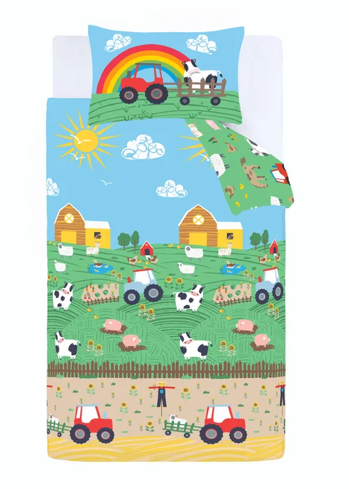 Catherine Lansfield Farmyard Animals Reversible Duvet Cover Set Blue - Junior Image 5