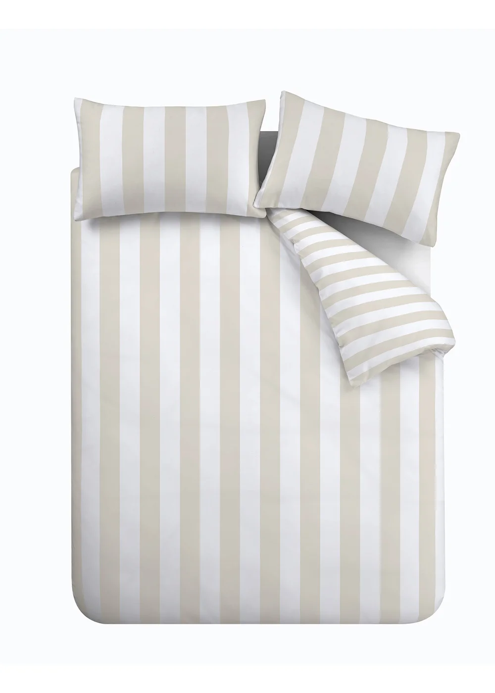 Catherine Lansfield Cove Stripe Reversible Duvet Cover Set Natural - Single Image 5