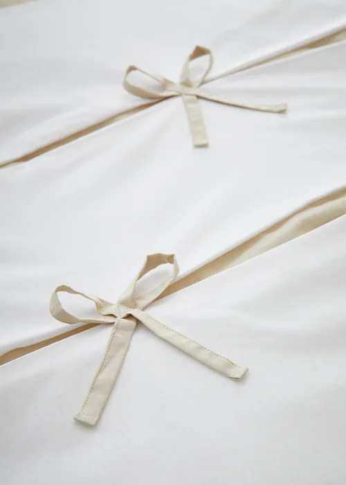Catherine Lansfield Milo Bow Duvet Cover Set Natural - Single Image 3