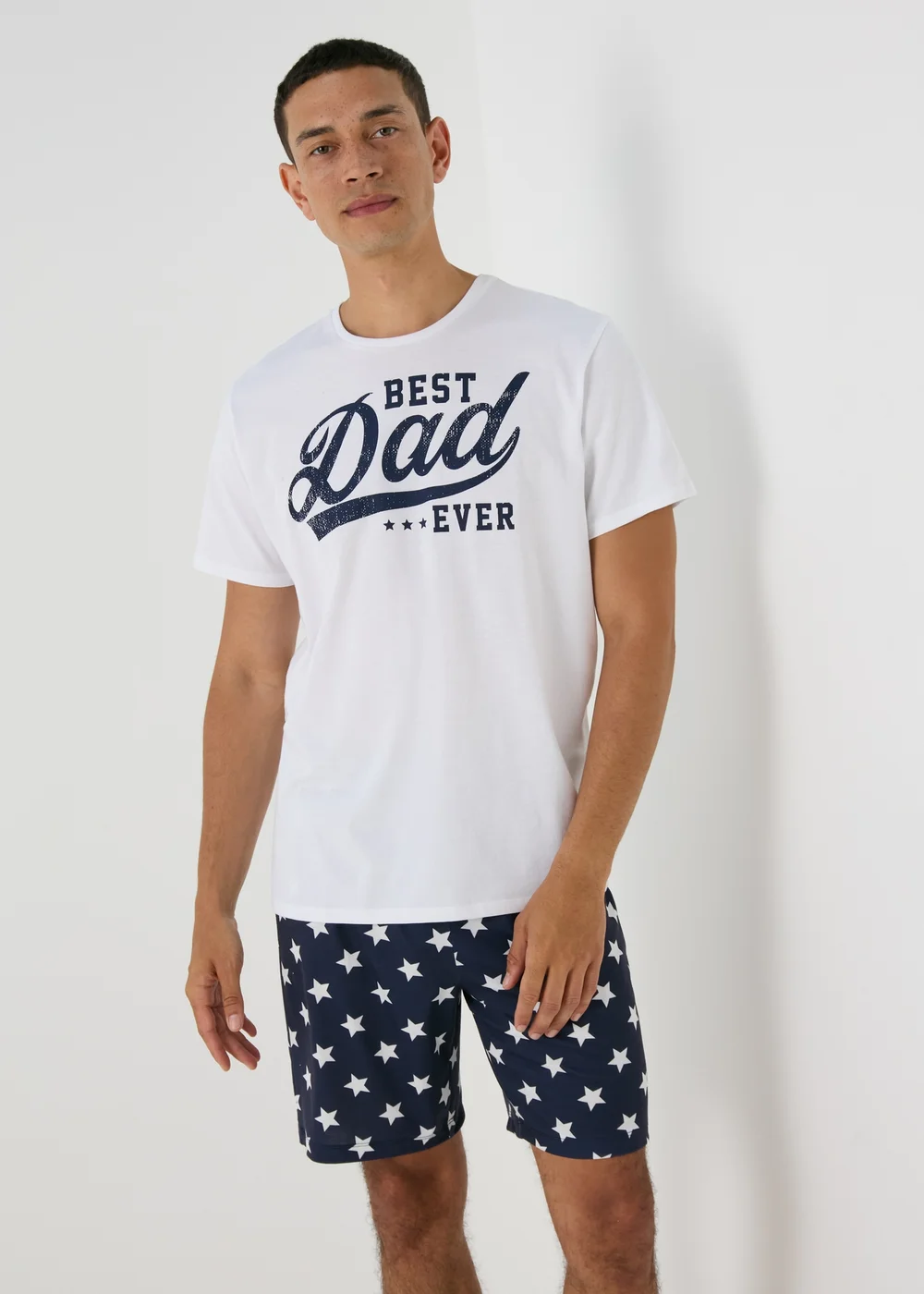 White Best Dad Ever Pyjama Short Set - Extra small Image 1