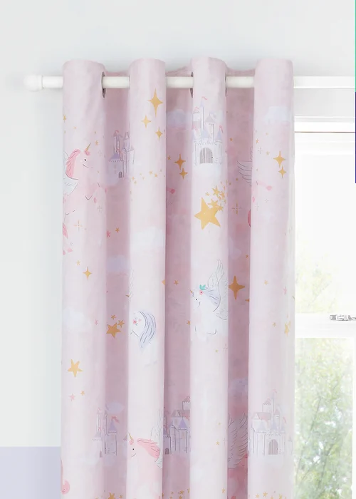 Catherine Lansfield Fairytale Unicorn 66x72 Inch Curtains Two Panels - 66W X 72D (168x183cm) Image 3