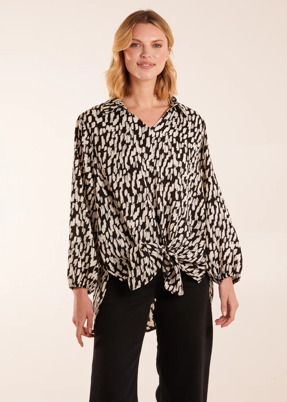 Blue Vanilla High Low Hem Tie Knot Blouse - S/M Image 1