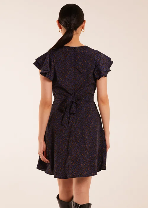 Blue Vanilla Leopard Print Wrap Ruffle Mini Dress - 12 Image 4