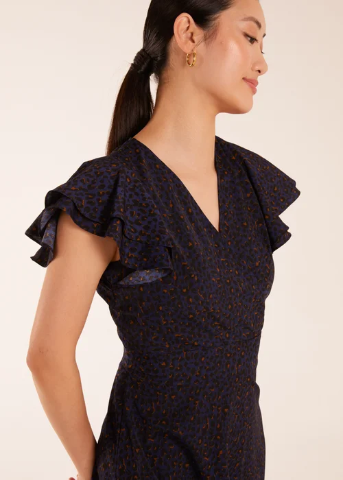 Blue Vanilla Leopard Print Wrap Ruffle Mini Dress - 12 Image 2