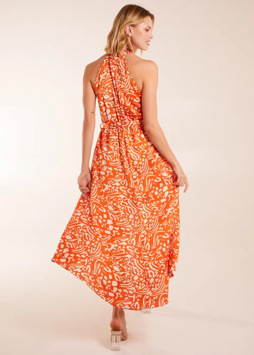 Blue Vanilla Abstract Print Halter Neck Midi Wrap Dress - 14 Image 2