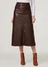 Izabel London Brown Faux Leather High Waist Midi Skirt - 24 Image 2