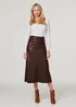 Izabel London Brown Faux Leather High Waist Midi Skirt - 24 Image 1