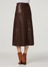 Izabel London Brown Faux Leather High Waist Midi Skirt - 24 Image 3