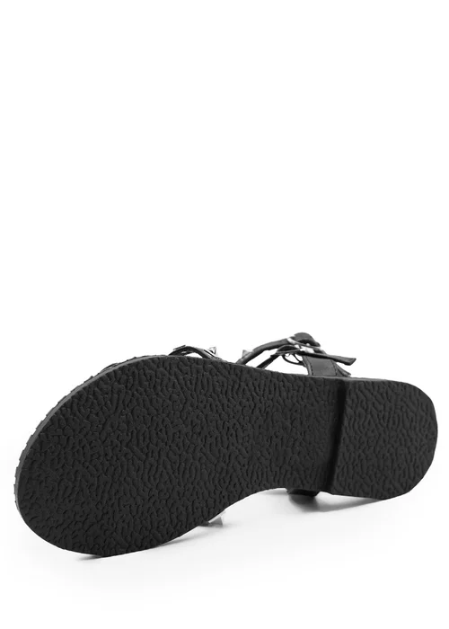 Where's That From Black Pu Natalia Studded Gladiator Sandals - 3 Image 2