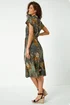 Roman Green Tropical Leaf Print Shirt Dress - Size 20 Image 3