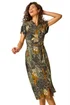 Roman Green Tropical Leaf Print Shirt Dress - Size 20 Image 1