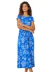Roman Blue Floral Print Midi Stretch Dress - Size 14 Image 1