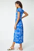 Roman Blue Floral Print Midi Stretch Dress - Size 14 Image 3
