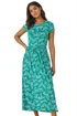 Roman Green Ditsy Gathered Skirt Stretch Midi Dress - Size 12 Image 1