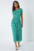 Roman Green Ditsy Gathered Skirt Stretch Midi Dress - Size 12 Image 4