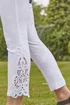 Roman White Lace Insert Elastic Waist Crop Trousers - 12 Image 3