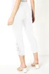 Roman White Lace Insert Elastic Waist Crop Trousers - 12 Image 2