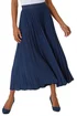Roman Navy Pleated Elastic Waist Maxi Stretch Skirt - Size 10 Image 1
