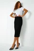 Roman Black Jersey Textured Elastic Waist Pencil Skirt - Size 14 Image 4