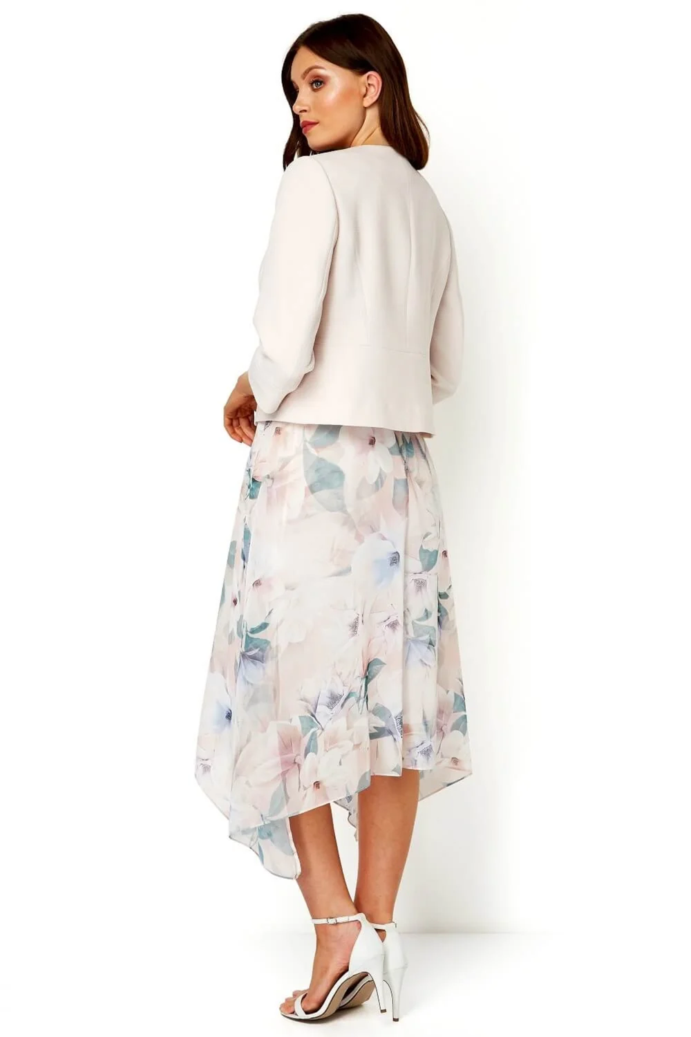 Roman Light Pink Cropped Bolero Tailored Jaquard Jacket Wedding Shrug Fitted Blazer - 16 Image 2