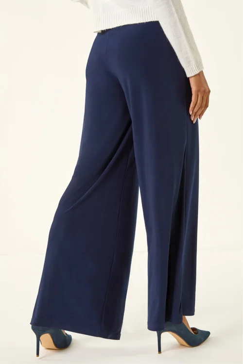 Roman Navy Wide Leg Stretch Trousers - 22 Image 3