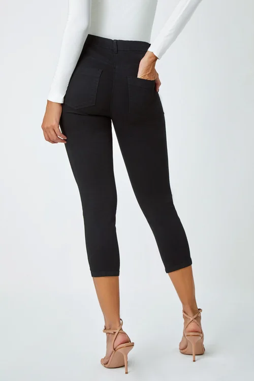 Roman Black Cropped Stretch Denim Jegging - 14 Image 3
