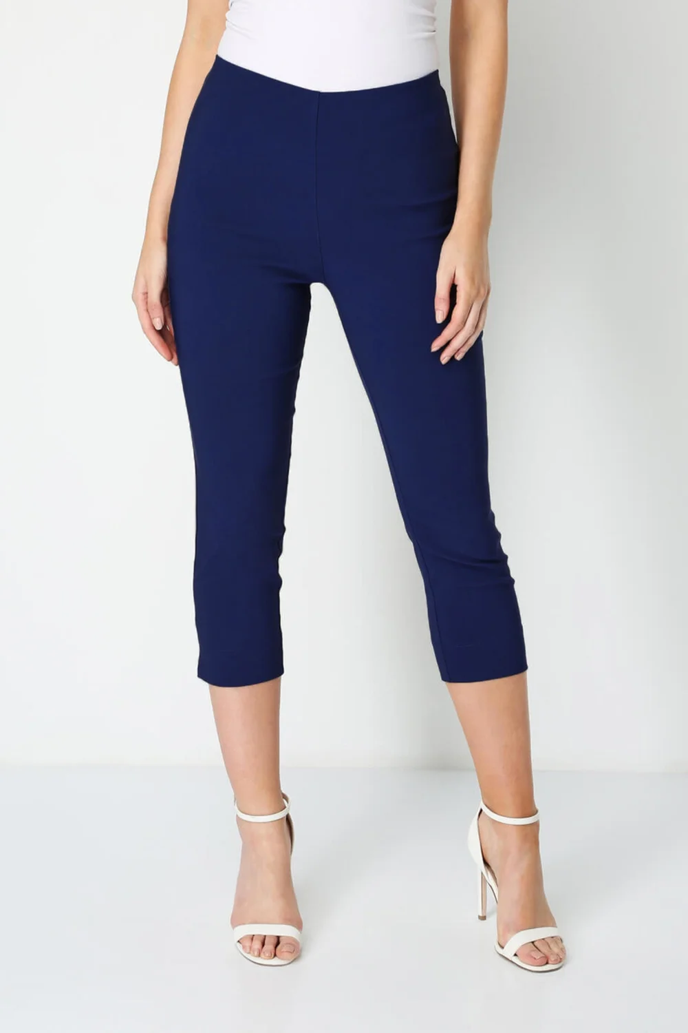 Roman Midnight Blue Cropped Stretch Trouser Capri Summer Leggings 3/4 Pedal Pushers - 16 Image 1
