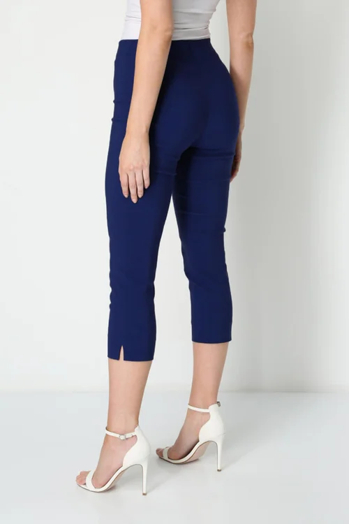 Roman Midnight Blue Cropped Stretch Trouser Capri Summer Leggings 3/4 Pedal Pushers - 16 Image 3