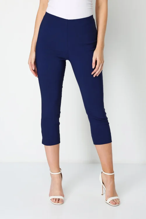 Roman Midnight Blue Cropped Stretch Trouser Capri Summer Leggings 3/4 Pedal Pushers - 16 Image 4