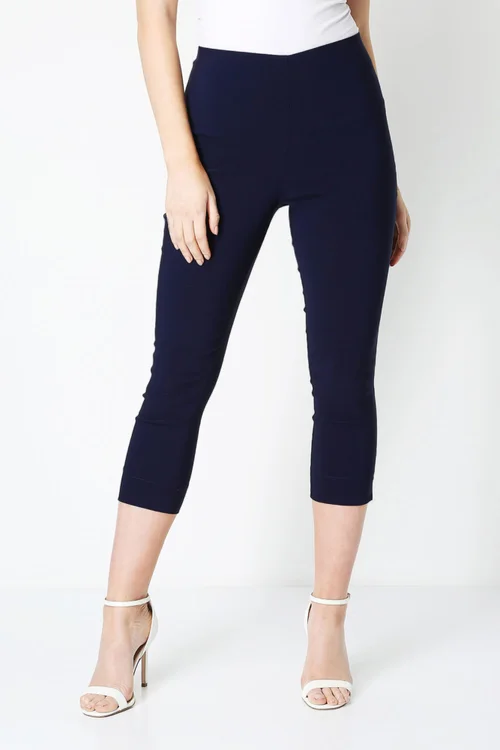 Roman Navy Blue Cropped Stretch Trouser Capri Summer Leggings 3/4 Pedal Pushers - 18 Image 4