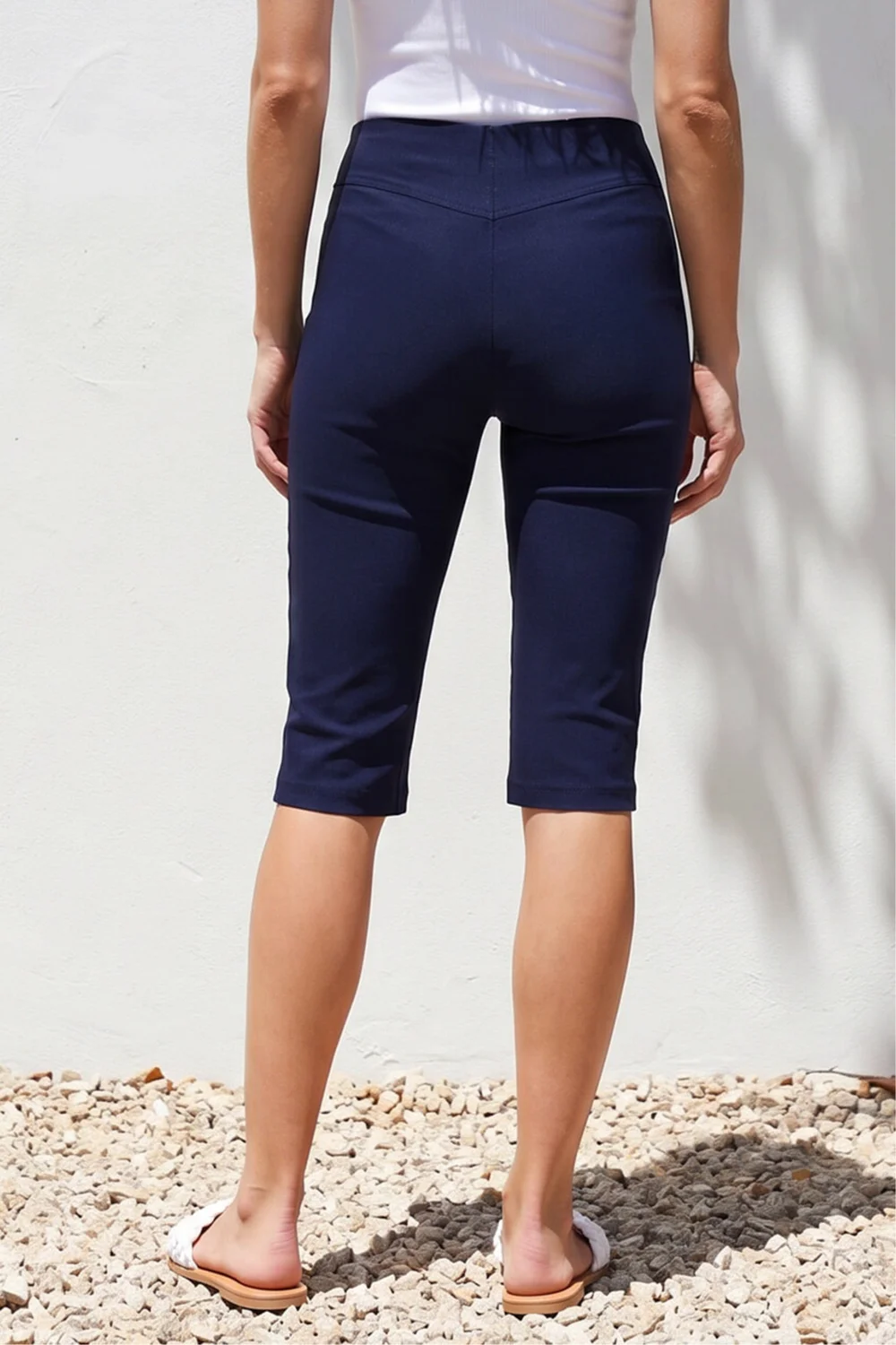 Roman Navy Knee Length Stretch Shorts - 16 Image 3