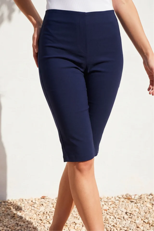 Roman Navy Knee Length Stretch Shorts