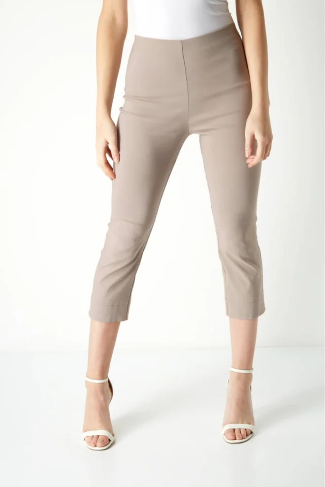 Roman Taupe Cropped Stretch Trouser Capri Summer Leggings 3/4 Pedal Pushers