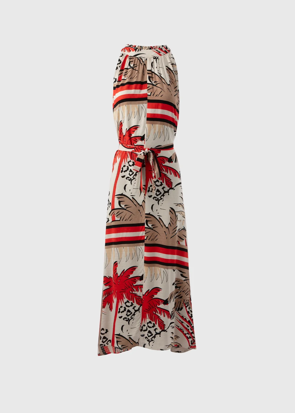 Multicolour Scarf Print Halterneck Midi Dress - 8 Image 5