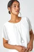 Roman Ivory Chiffon Jersey Blouson Top with Necklace - Size 20 Image 2
