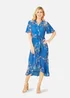 Mela Blue Floral Dip Hem Wrap Midi Dress - 24 Image 1