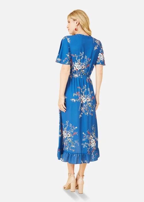 Mela Blue Floral Dip Hem Wrap Midi Dress - 24 Image 2