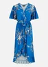 Mela Blue Floral Dip Hem Wrap Midi Dress - 24 Image 4